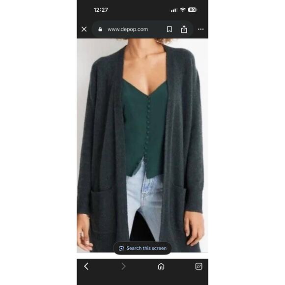 Madewell Kent Cardigan Sweater Coziest Yarn Wool Alpaca Blend Forest Green XL - Picture 7 of 7